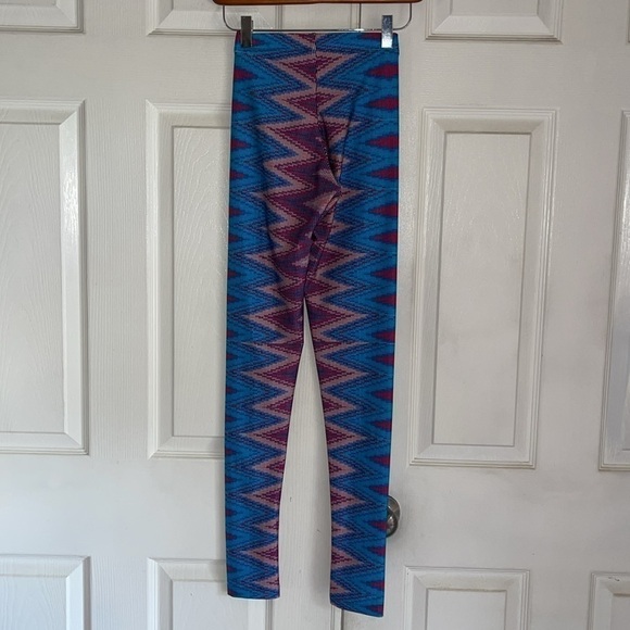 Goldsheep Teal And Pink Zig Zag Print Leggings - Picture 2 of 5